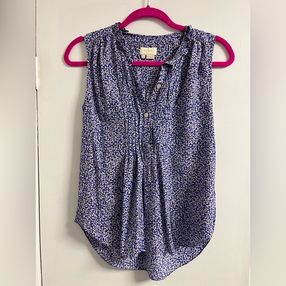 Kate Spade Navy and White Floral Blouse